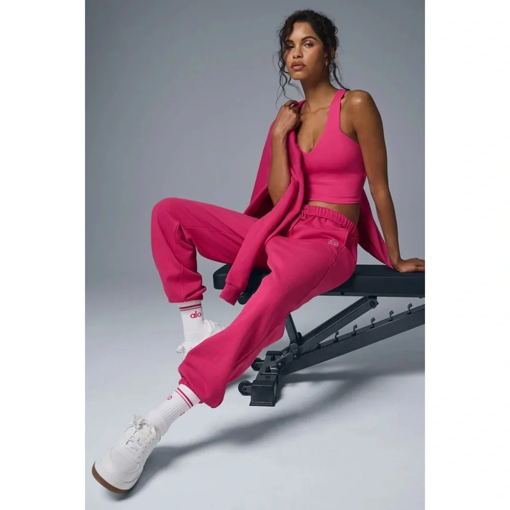 Alo Yoga Accolade Sweatpant Pink Summer Crush L - Picture 4 of 13